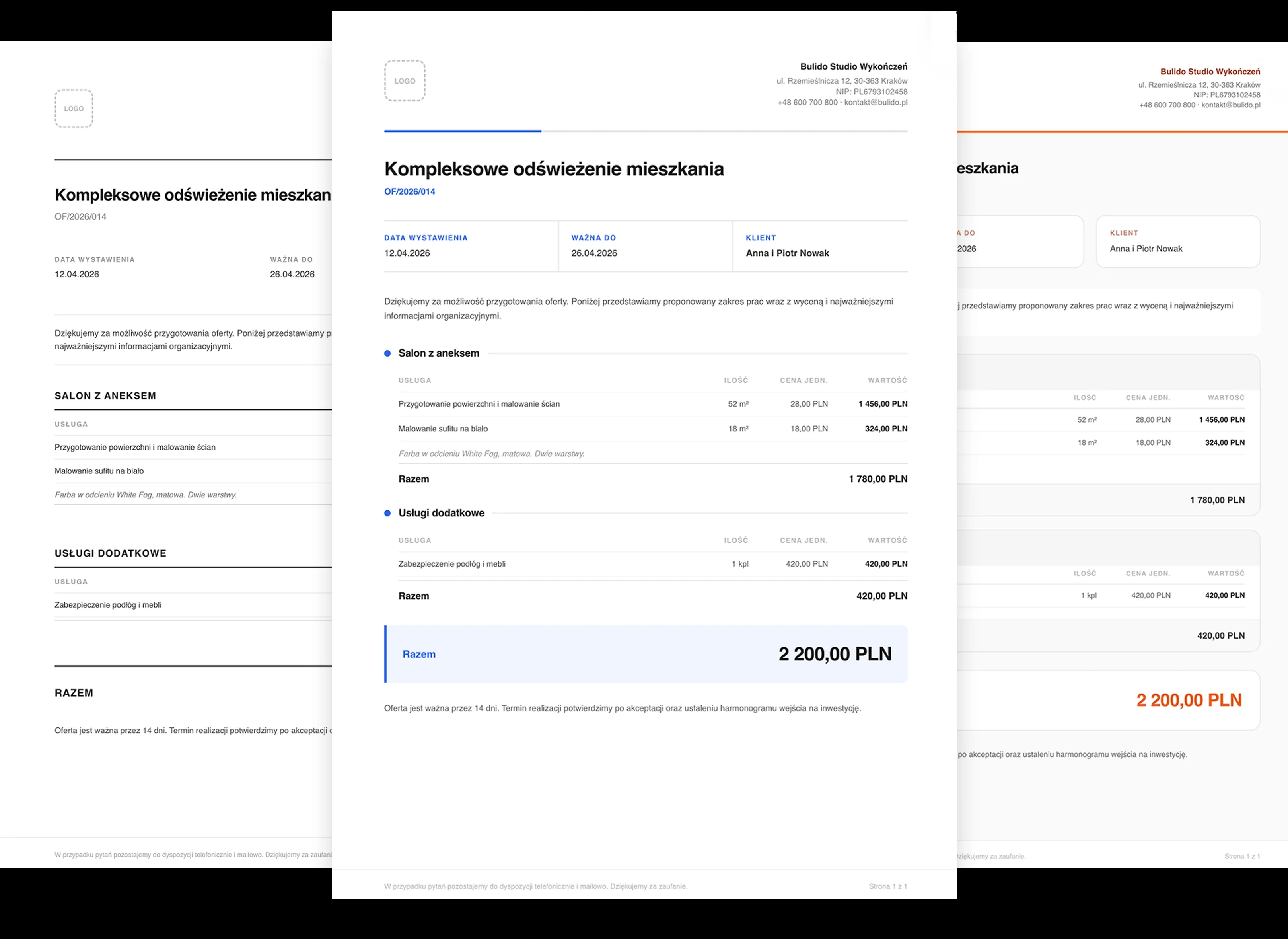 Podgląd aplikacji bulido