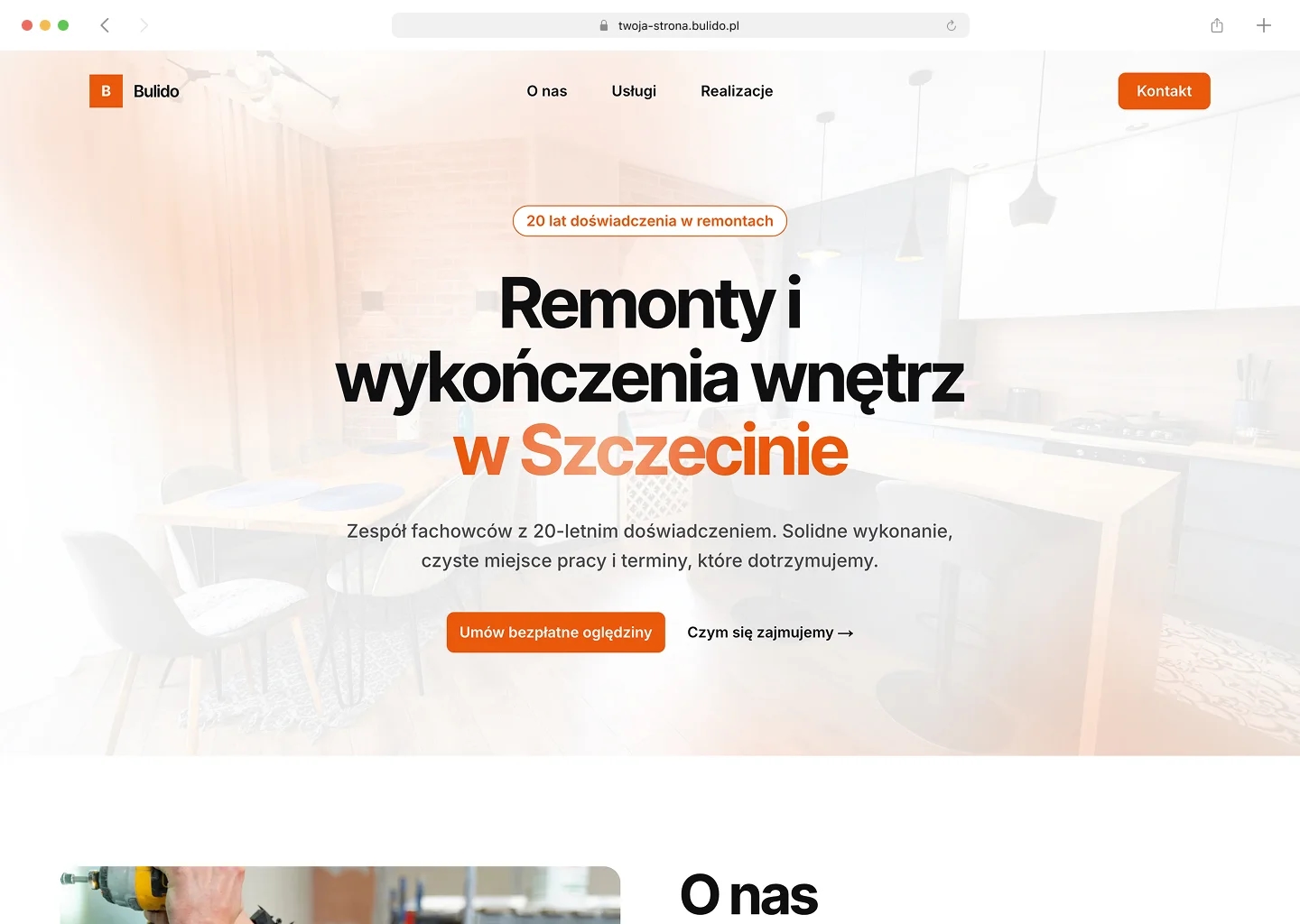 Strona firmowa wygenerowana w Bulido