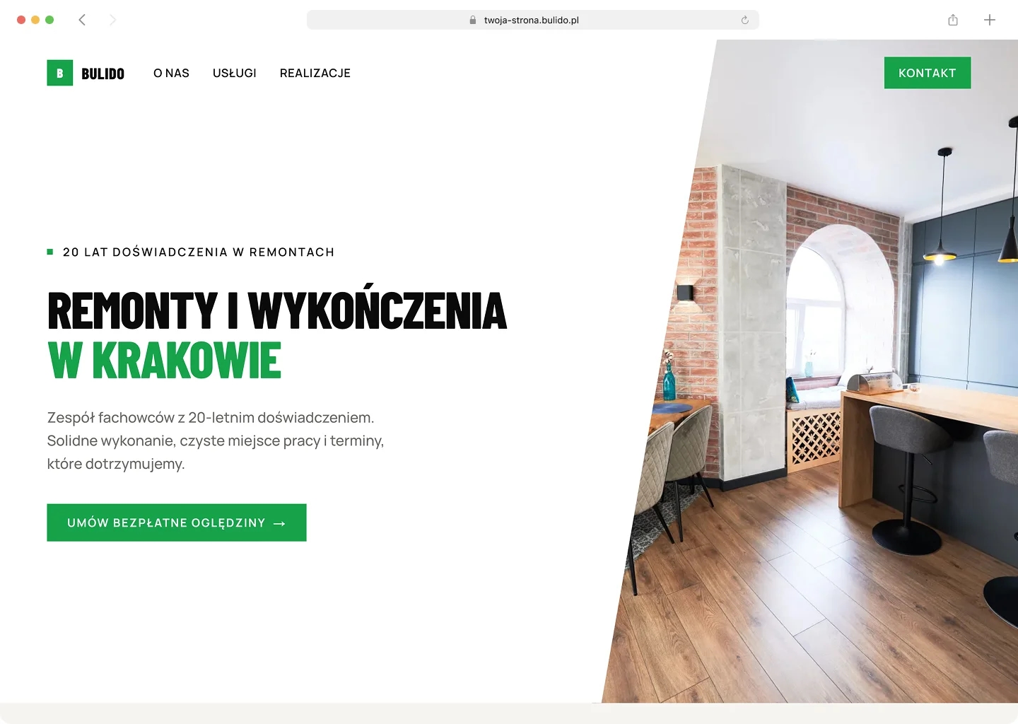 Strona firmowa wygenerowana w Bulido
